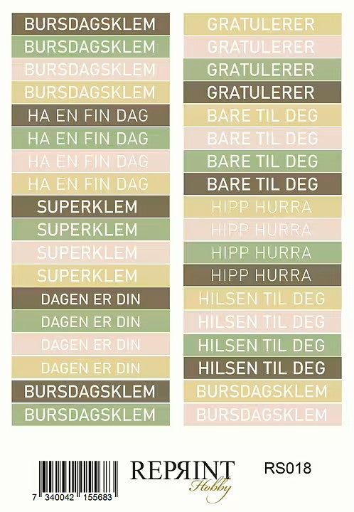 Reprint -  Summer Collection - Text Norsk - Paper Stickers