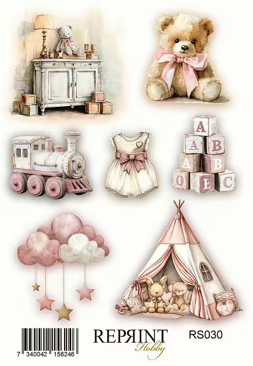 Reprint - Happiness - Baby girl - Paper Stickers