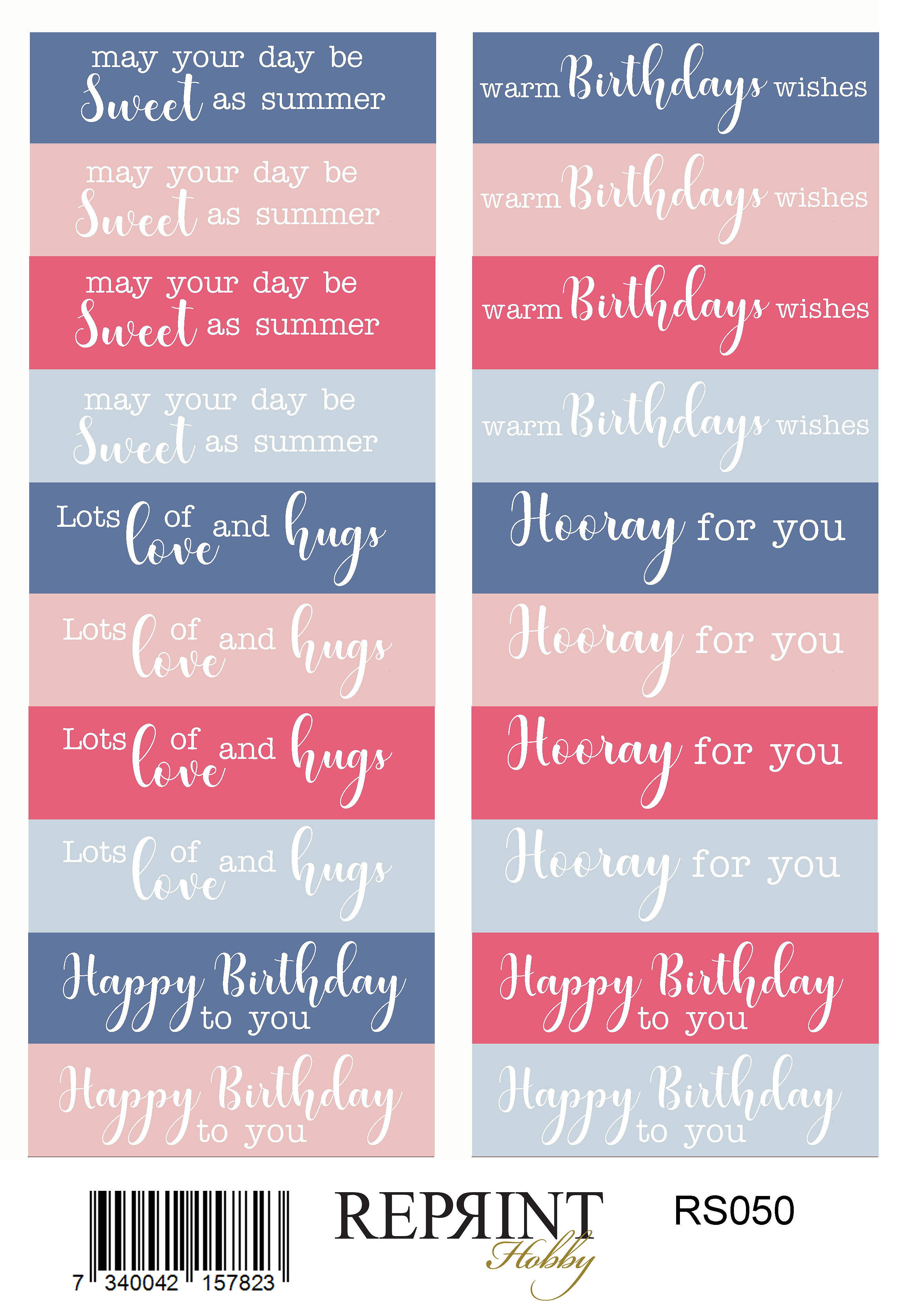 Reprint - Summer Garden Collection - Text Engelsk - Paper Stickers