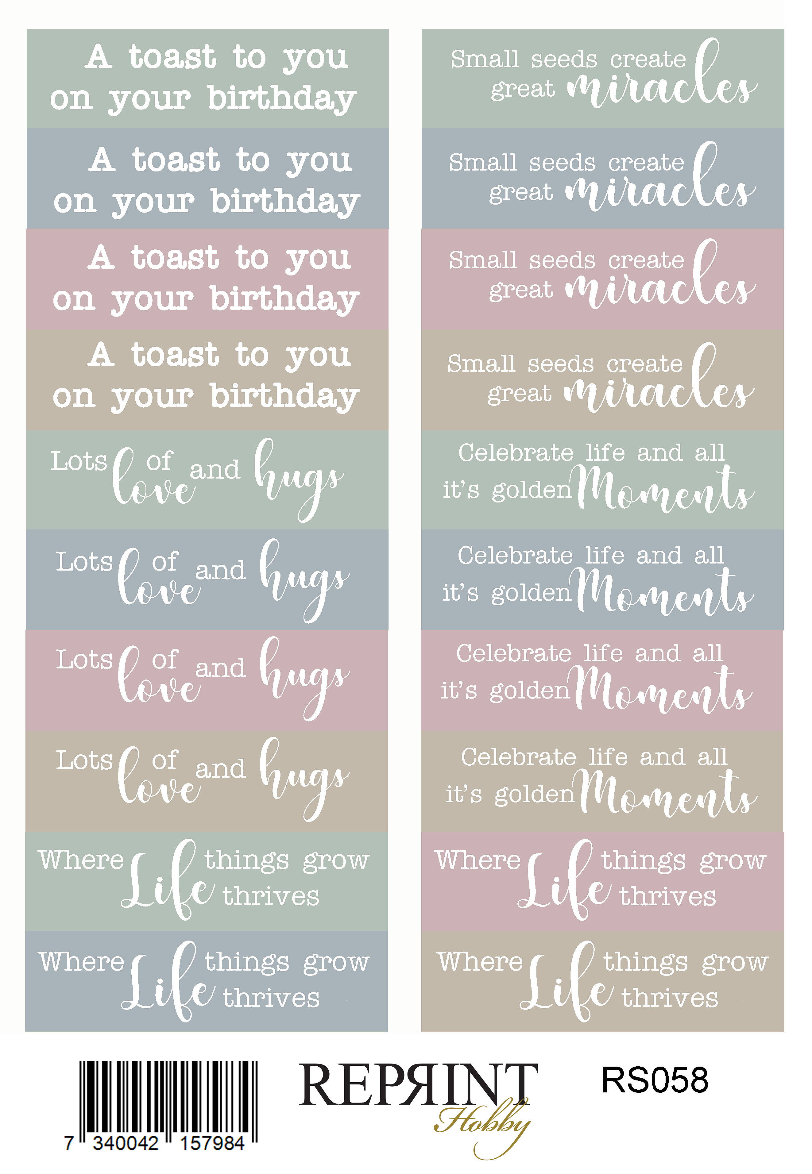 Reprint - The Pottery Collection - Text Engelsk - Paper Stickers
