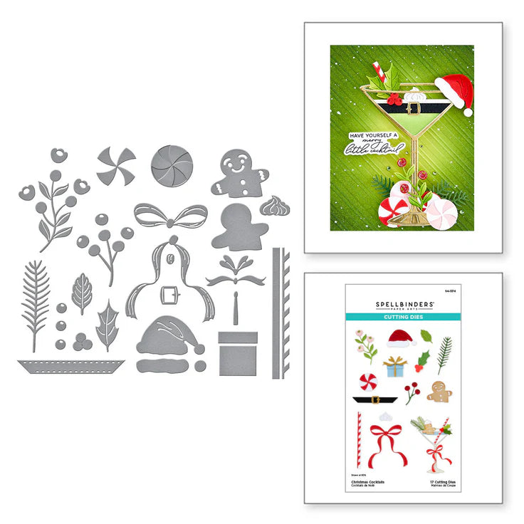 Spellbinders - Dies - Christmas Cocktails Etched Dies from the Happy Hour Collection