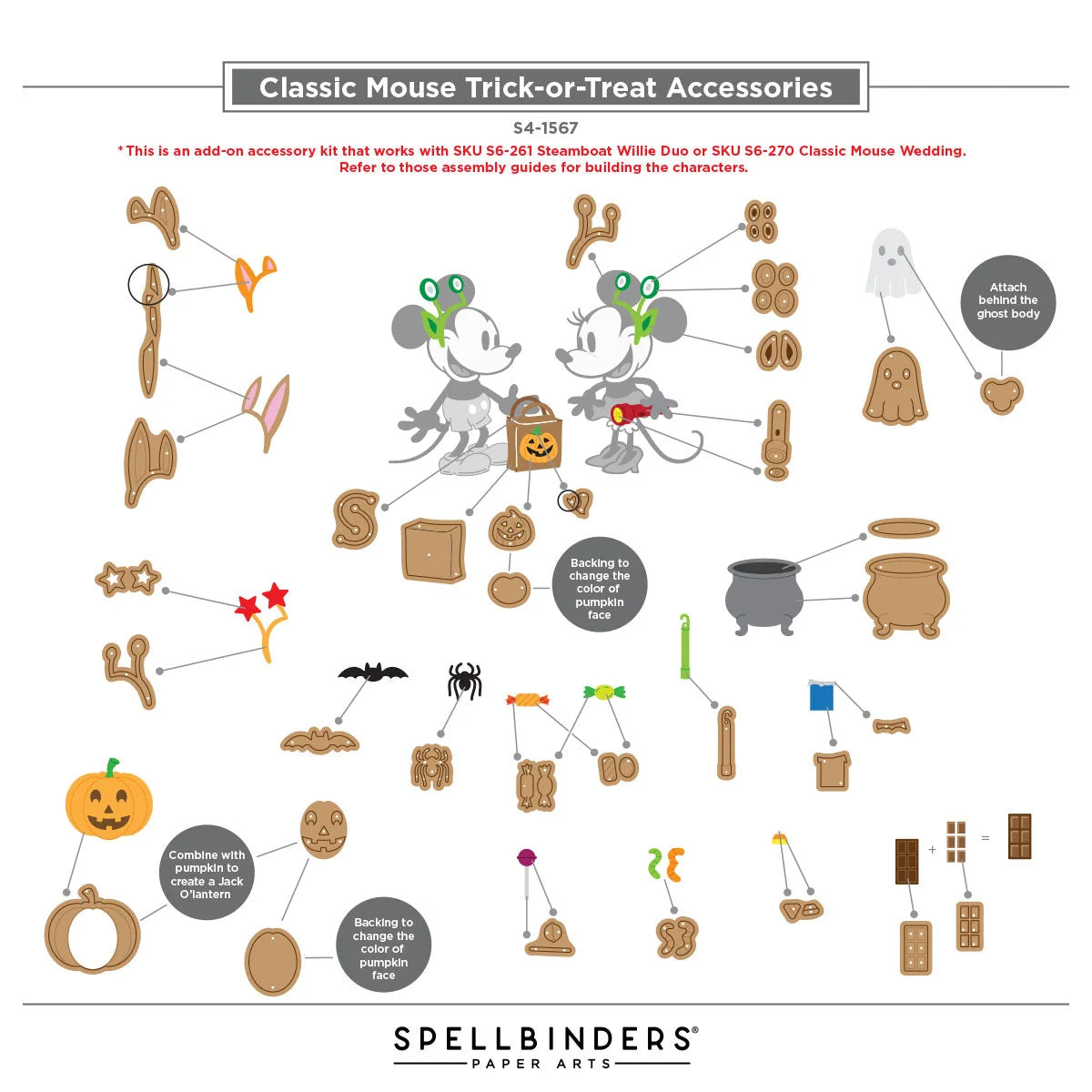 Spellbinders - Dies - Classic Mouse - Trick-or-Treat Accessories Etched Dies