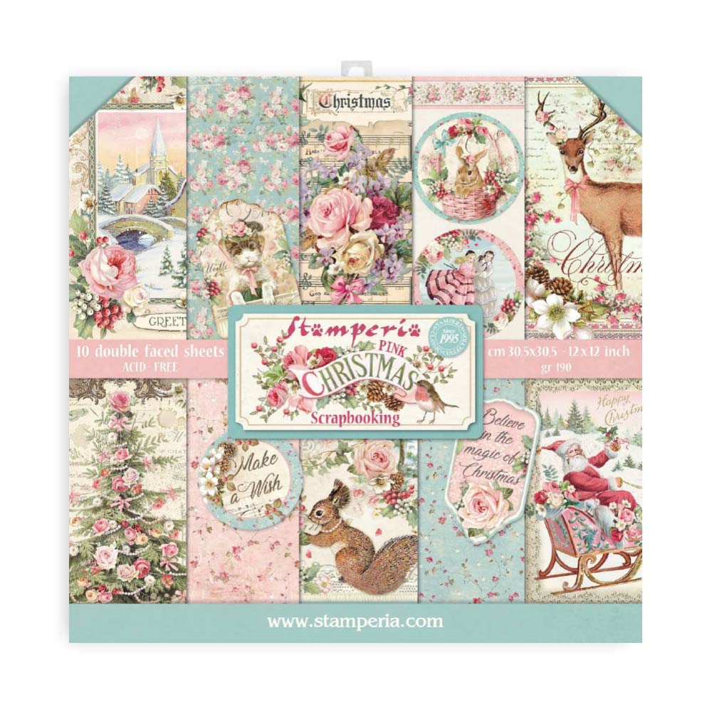 Stamperia  - Pink Christmas - Paper Pad    12 x12"