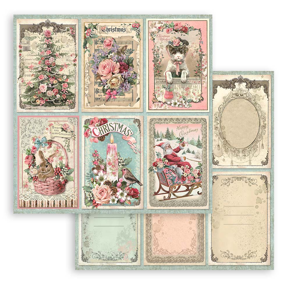 Stamperia  - Pink Christmas - Paper Pad    12 x12"