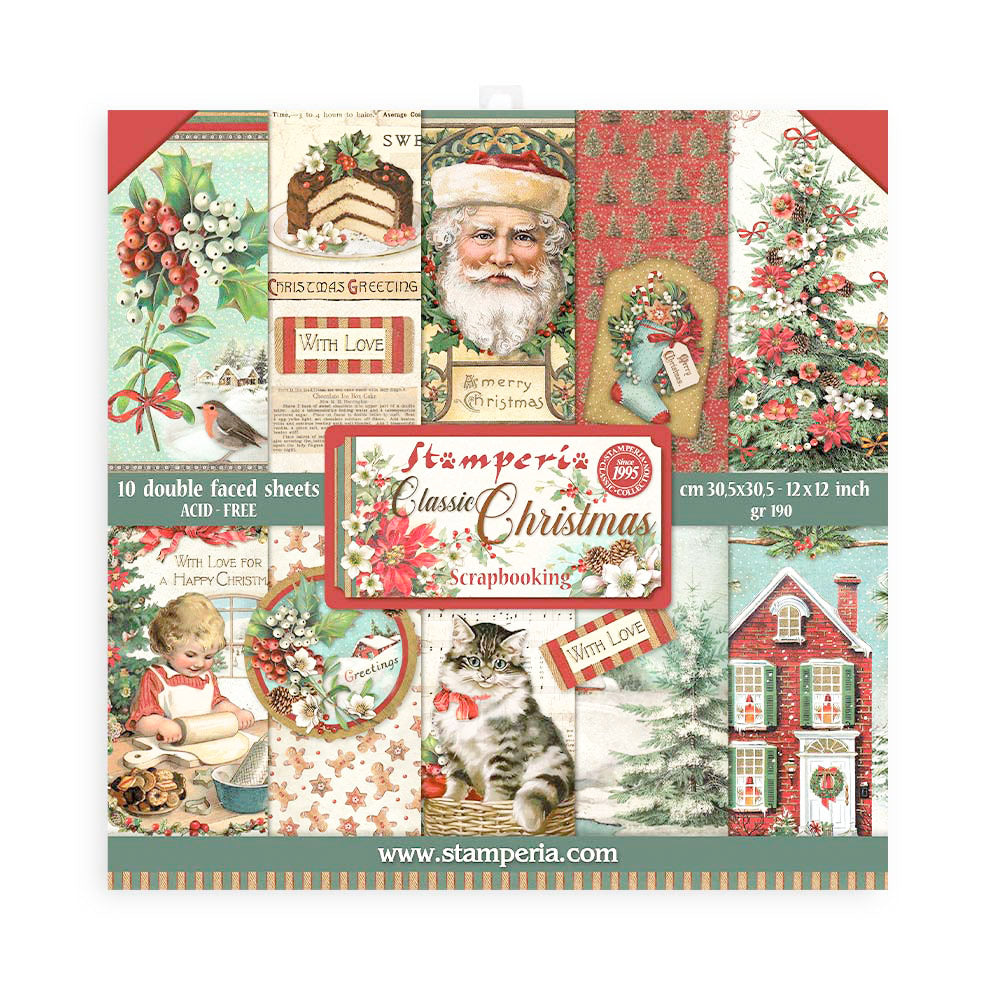 Stamperia  - Classic Christmas - Paper Pad    12 x12"