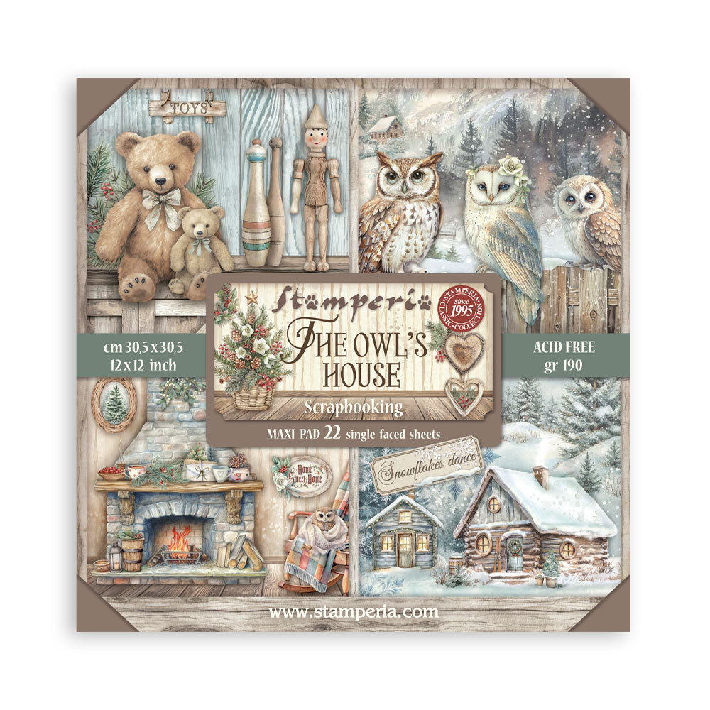 Stamperia - The Owl's house - Singled sided - Paper Pad 22 pk - 12 x 12"
