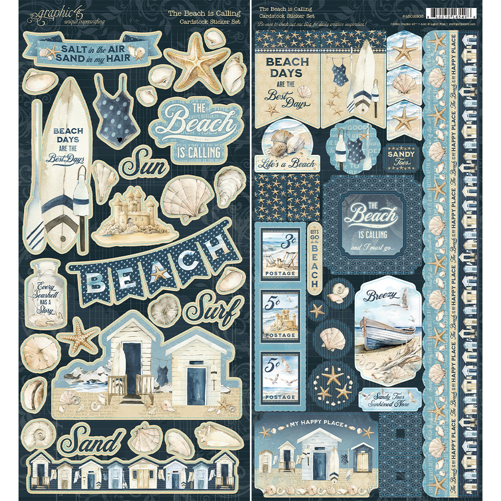 Graphic 45 - The Beach is Calling - Stickers- 12 x 12"