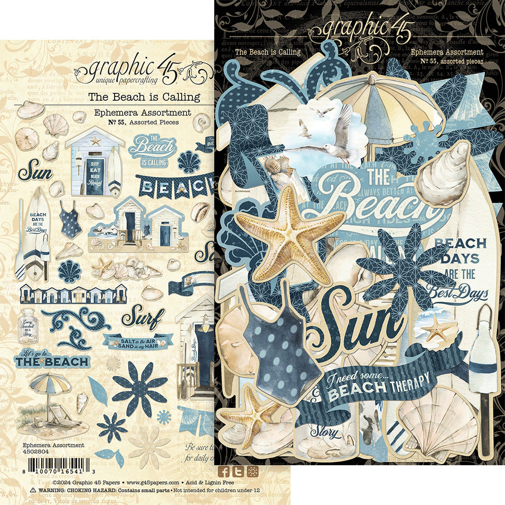 Graphic 45 - The Beach is Calling - Ephemera Die Cuts
