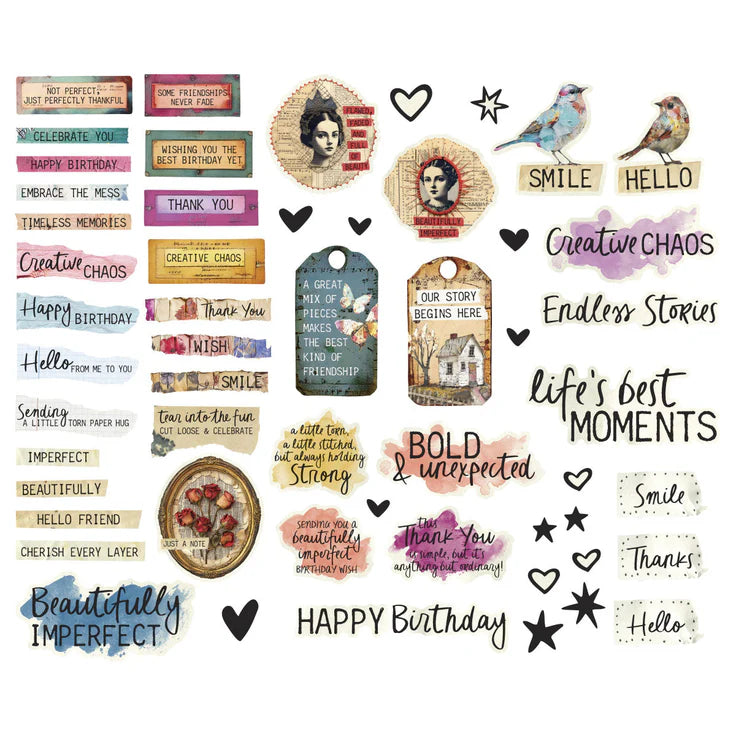 Spellbinders - Beautifully Imperfect Collection - Die Cut Sentiments