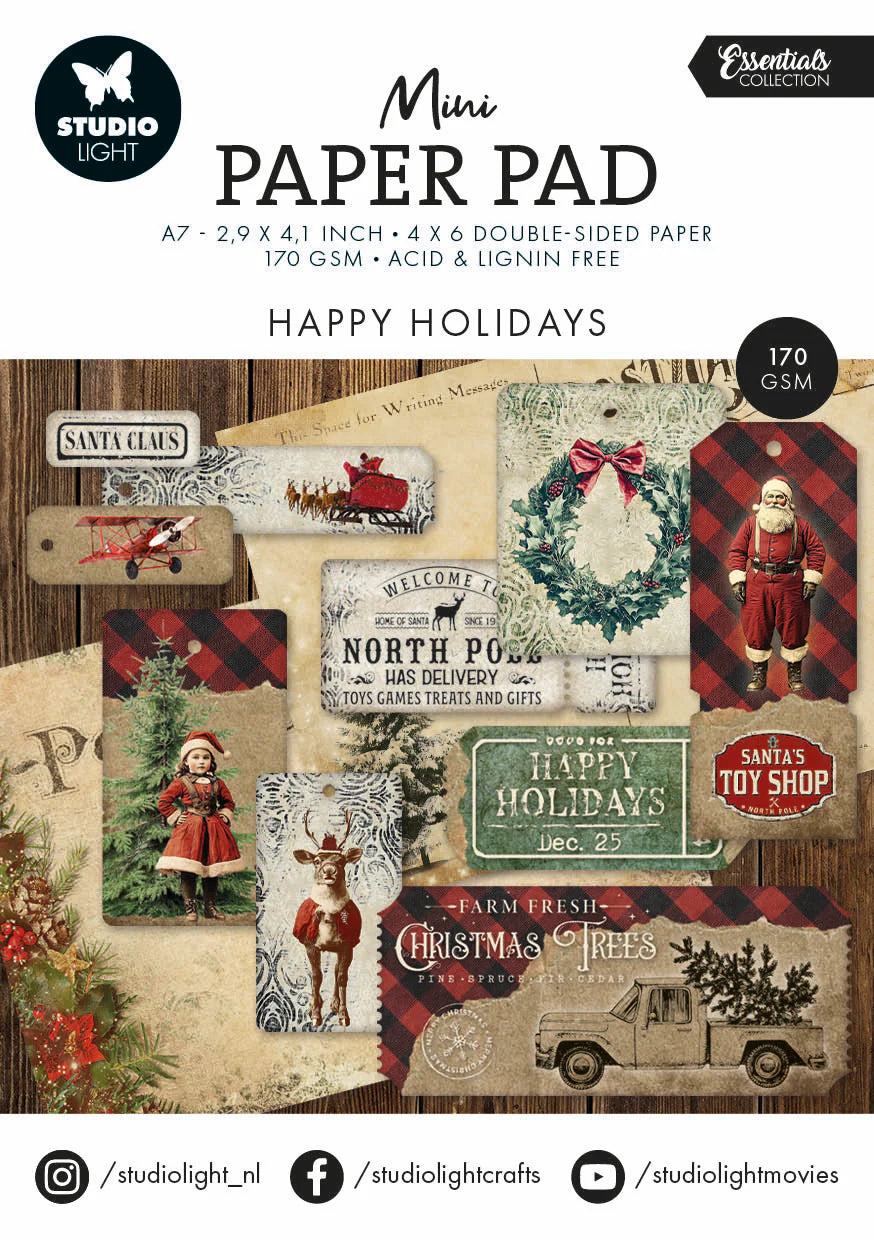 Studiolight - Essentials - Mini Paper pad - Happy holidays