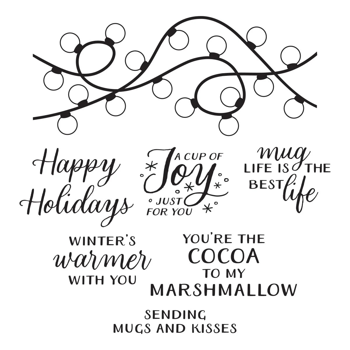 Spellbinders - Clear Stamp - Mugs and Kisses - Sentiments