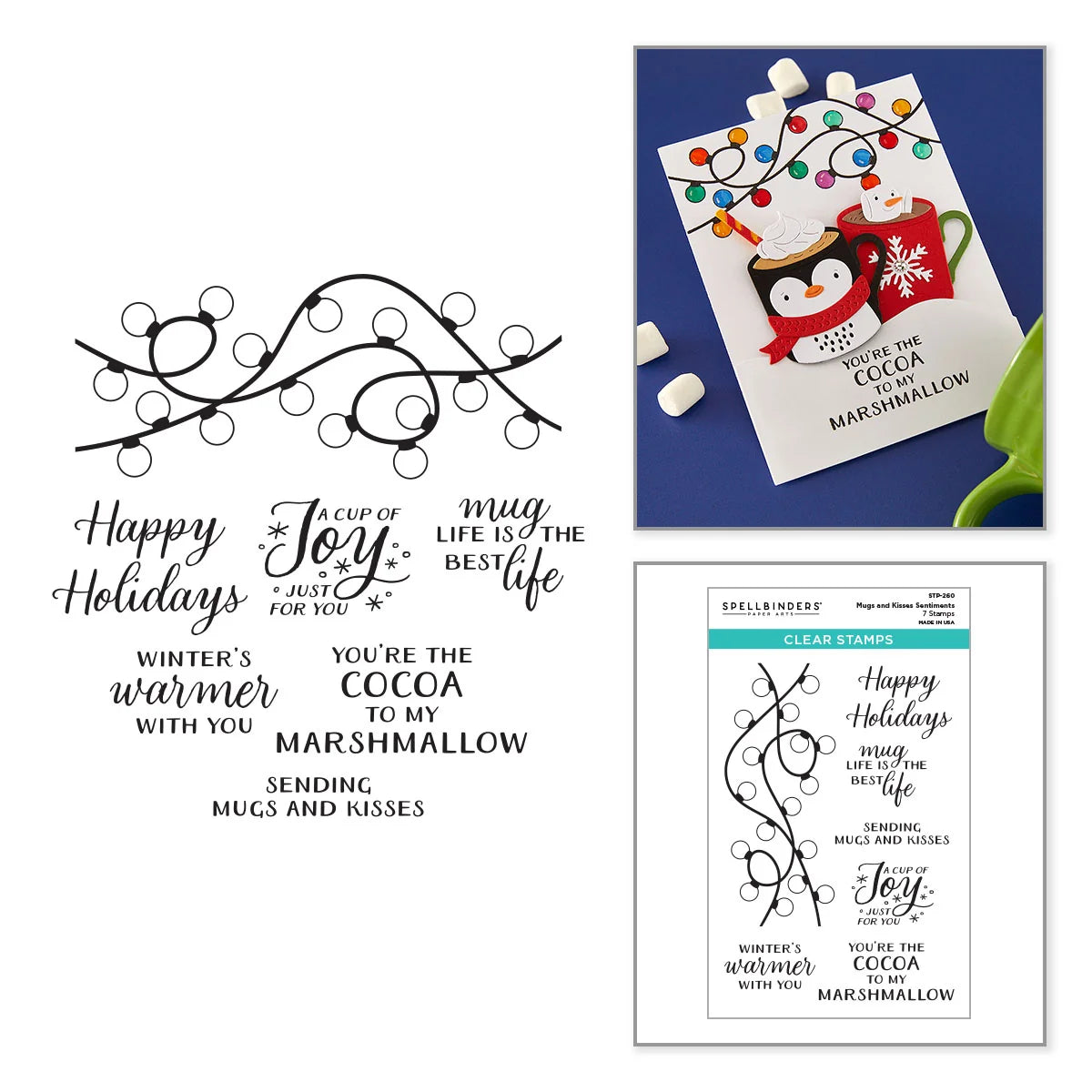 Spellbinders - Clear Stamp - Mugs and Kisses - Sentiments