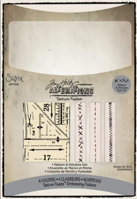 Sizzix: Tim Holtz Alterations - PATTERN & STITCHES SET Embossing Folders