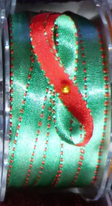 May Arts - Satin Reversible Stiched Egde Ribbon - Green/Red