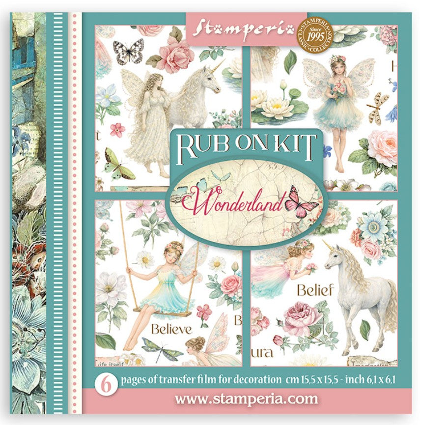 Stamperia - Wonderland - Rub On Assortment 6pcs. - 15,5 x 15,5 cm