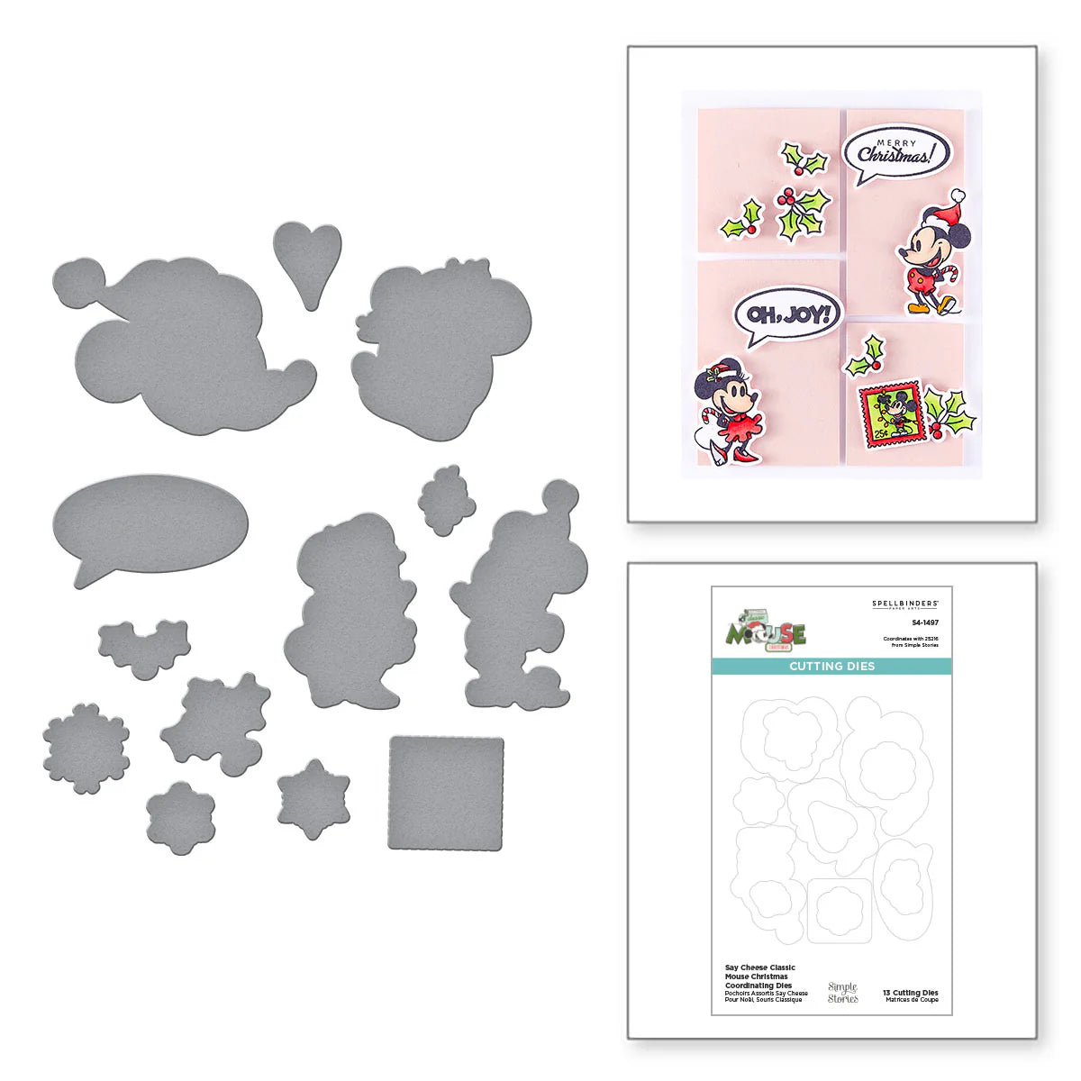 Spellbinders - Say Cheese Classic Mouse - Christmas Bundle Stamps And Dies