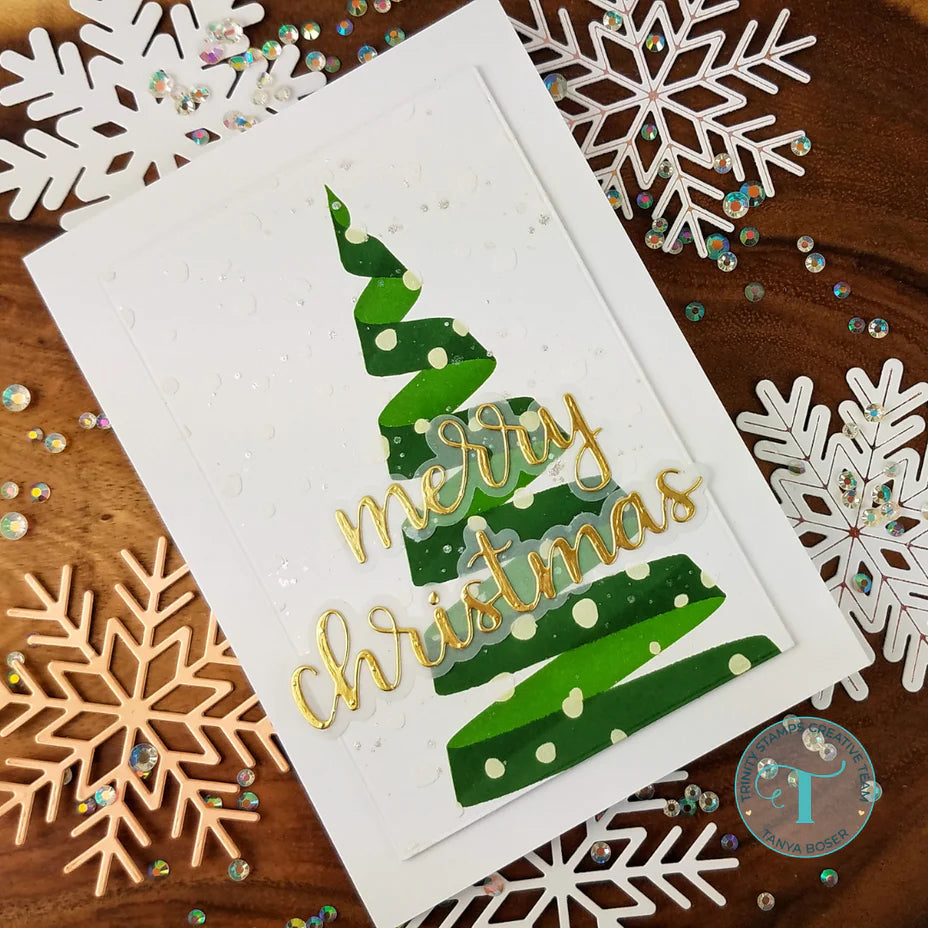 Trinity Stamps - Layering Stencil - Ribbon Wrapped Tree