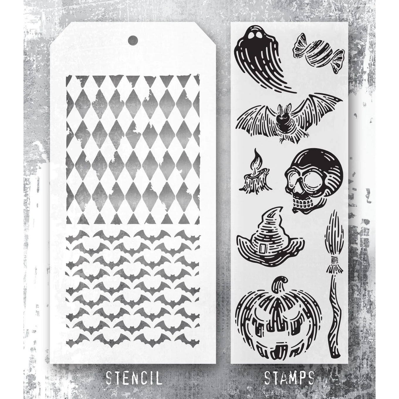 Tim Holtz - Mixed Media Set - Stamp/Stencil - Carved Fright