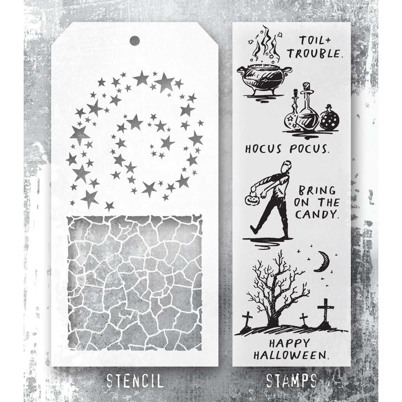 Tim Holtz - Mixed Media Set - Stamp/Stencil - Halloween Sketch