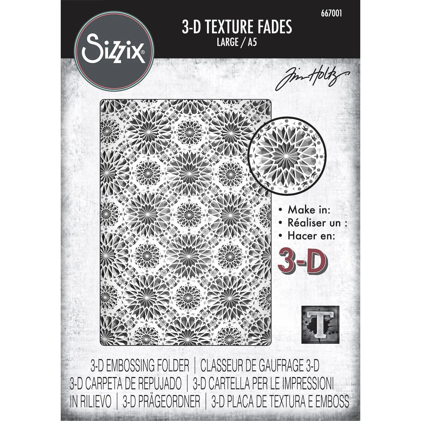 Sizzix/Tim Holtz - 3D Embossing Folder - Vault - Kaleidoscope Large - A5