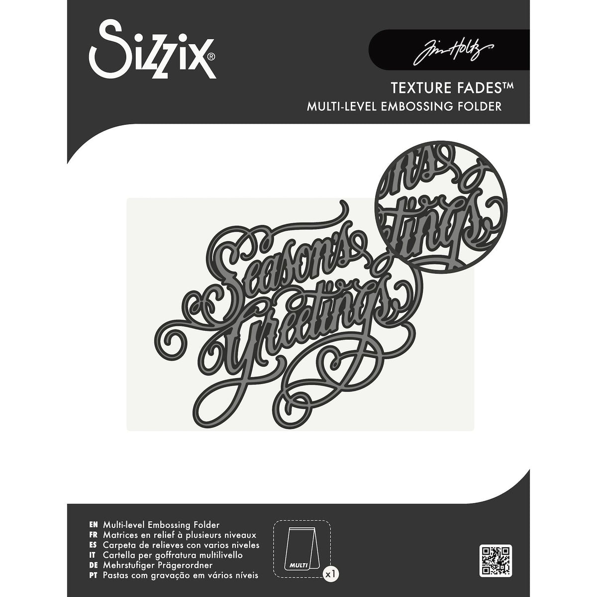 Sizzix - Tim Holtz - Multi-Level Texture Fades w/ A6 Embossing Folder Vault - Seasons Greetings
