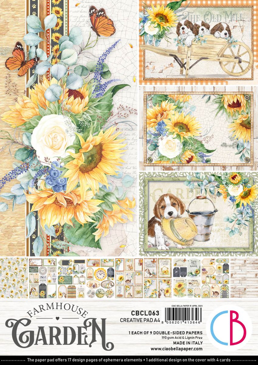 Ciao Bella - Farmhouse Garden - Paper Pack   (9 ark) A4