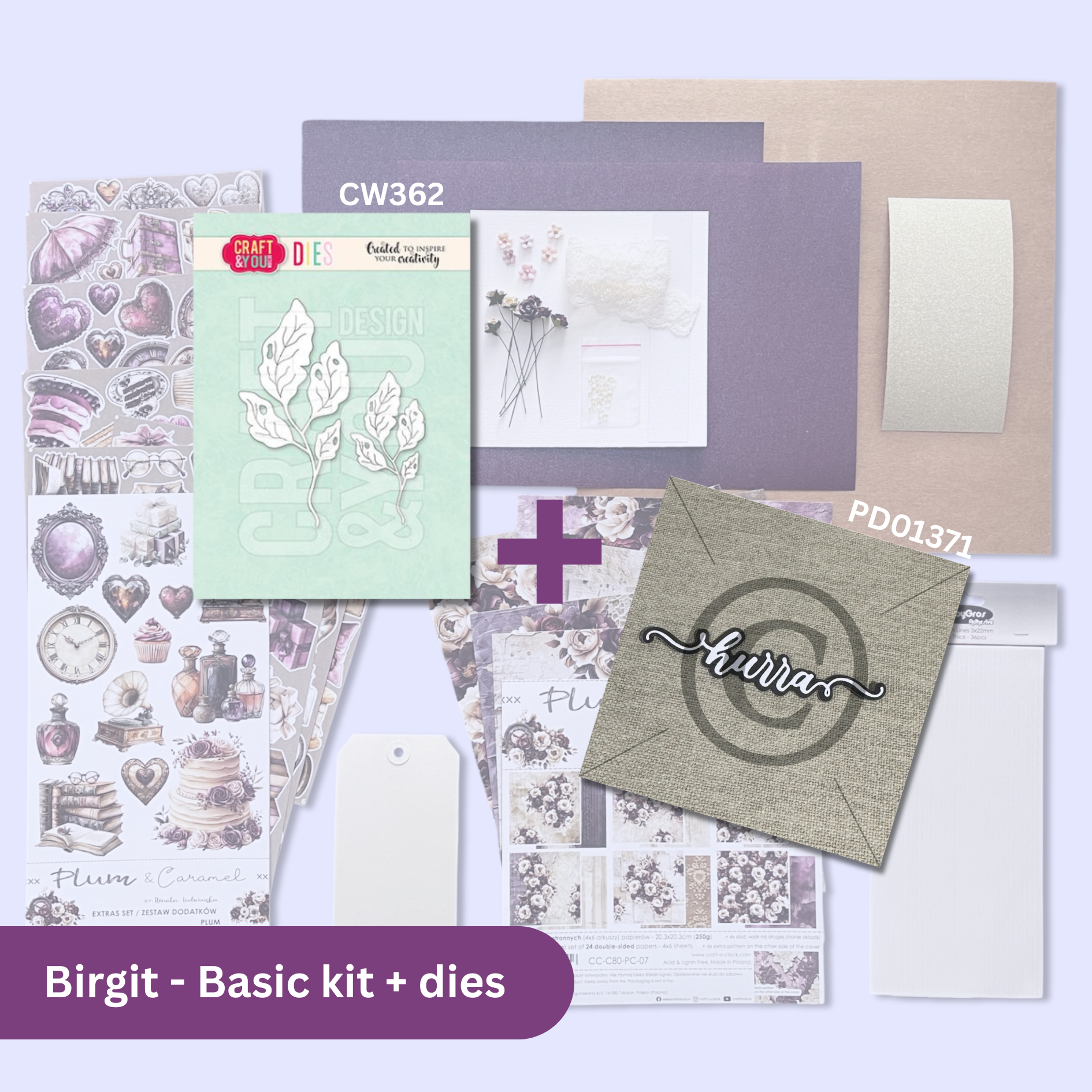 Scrap a Long med Birgit - Bursdagskort - Basic Kit + Dies Hurra og Vintage Leaves - Utsending starter 25/2