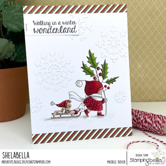 Stamping Bella - Cling Mounted Stamp - Bundle Girl & Puppy on a winter walk