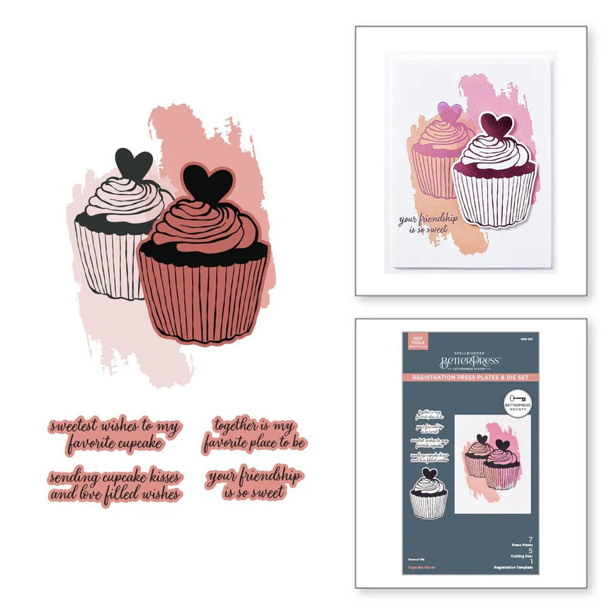 Spelbinders - BetterPress plate & Die set - Cupcake Kisses