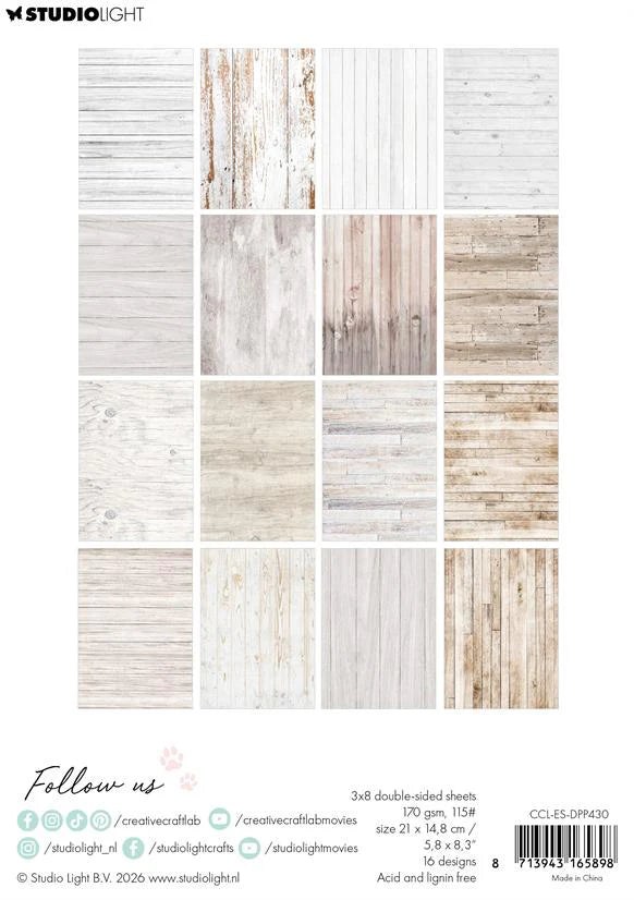 Studiolight - A5 Essentials Designer Paper Pad - White Wood