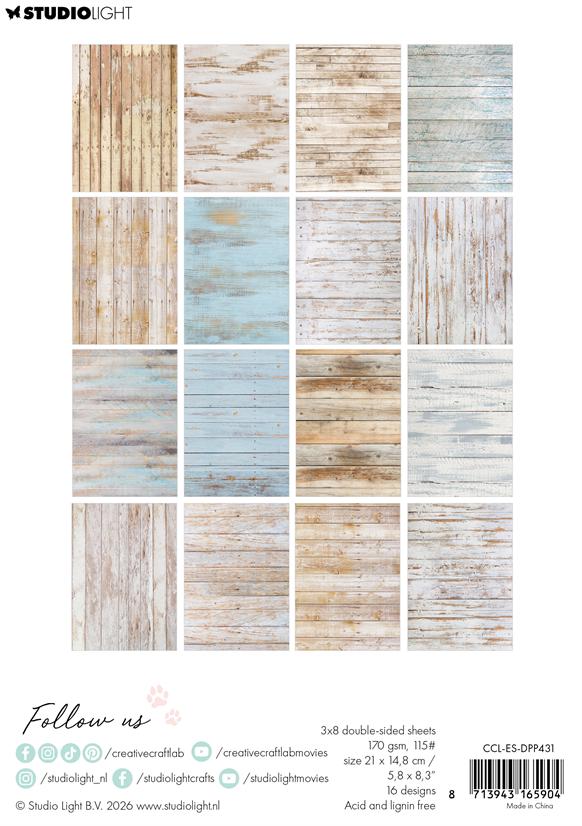 Studiolight - A5 Essentials Designer Paper Pad - Shabby Wood