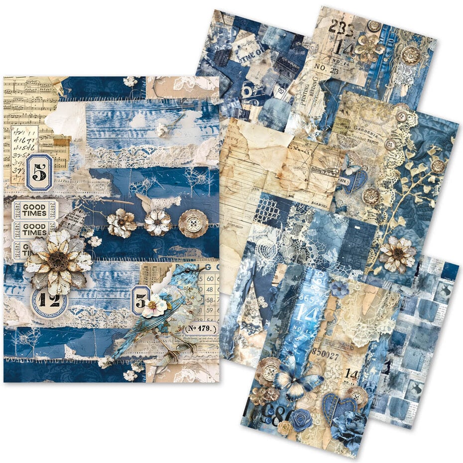 Ciao Bella - Craftmix - Urban Blue Denim Mixed A5 Paper pack