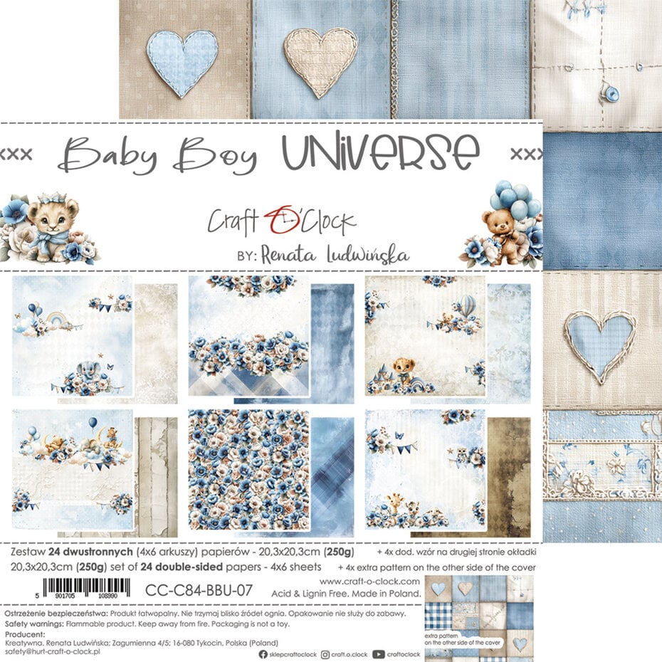 Craft O'Clock - Baby Boy Universe - Paper Pack - 8 x 8" MIX