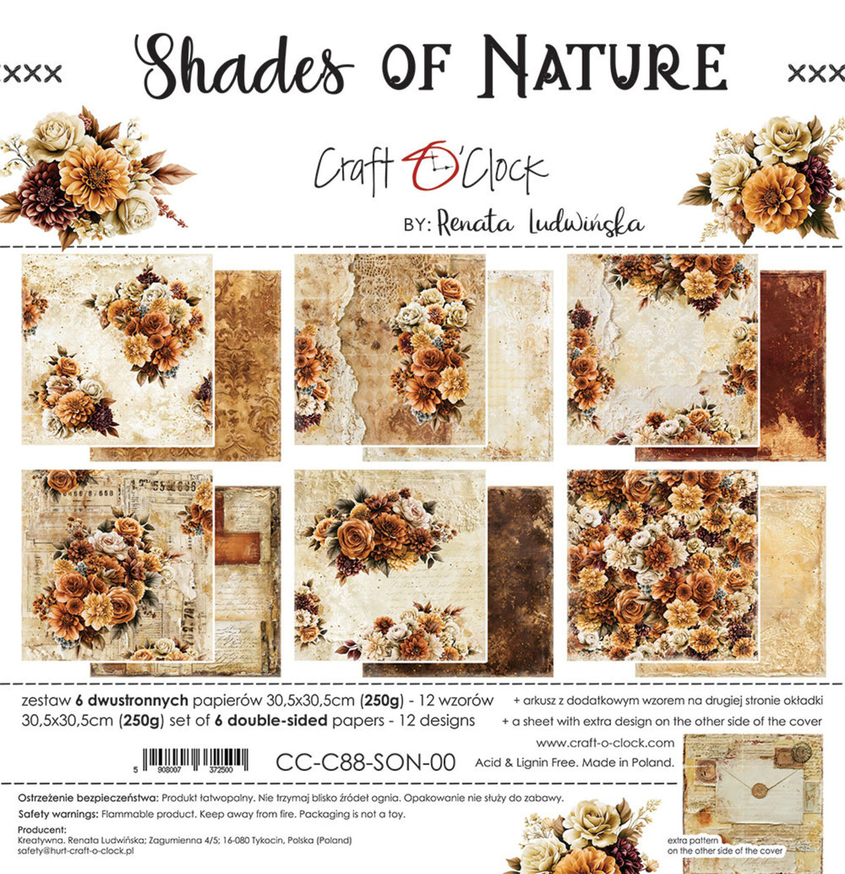 Craft O'Clock - Shades Of Nature - Paper Pack - 12 x 12"