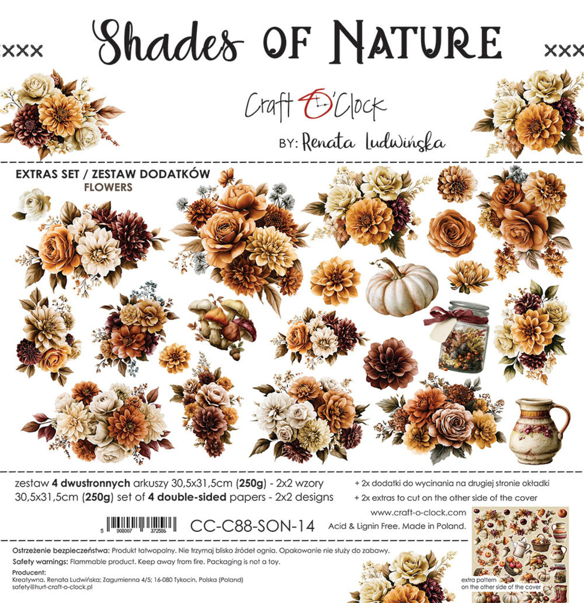 Craft O'Clock - Shades Of Nature - Flowers Extras Set - 12x12"
