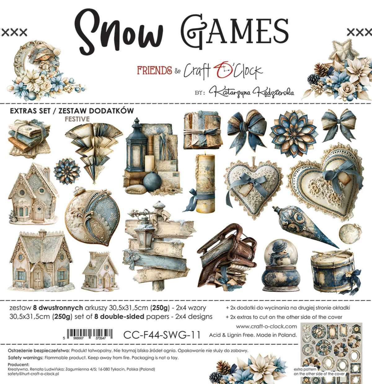 Craft O'Clock - Snow Games - Festive Extras Set - 12x12"