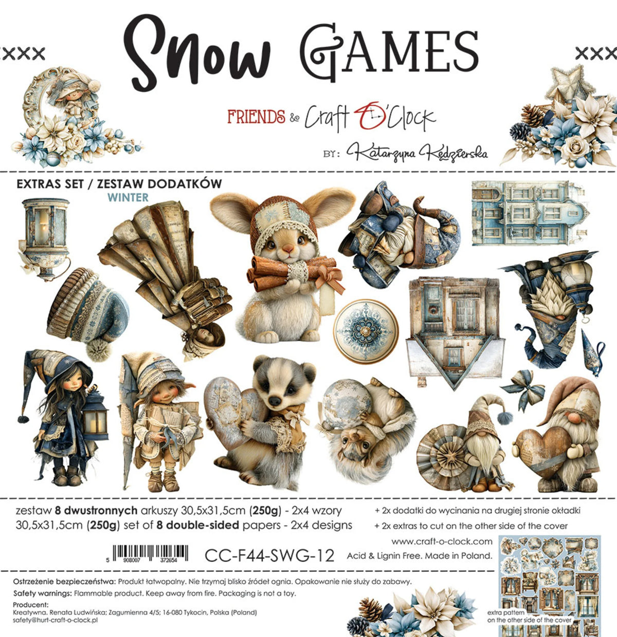 Craft O'Clock - Snow Games - Winter Extras Set - 12x12"
