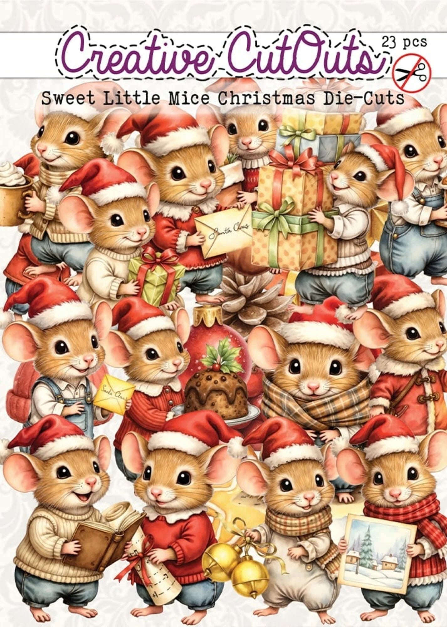 Creatiaf Art - Sweet Little Christmas Mice - Die Cuts