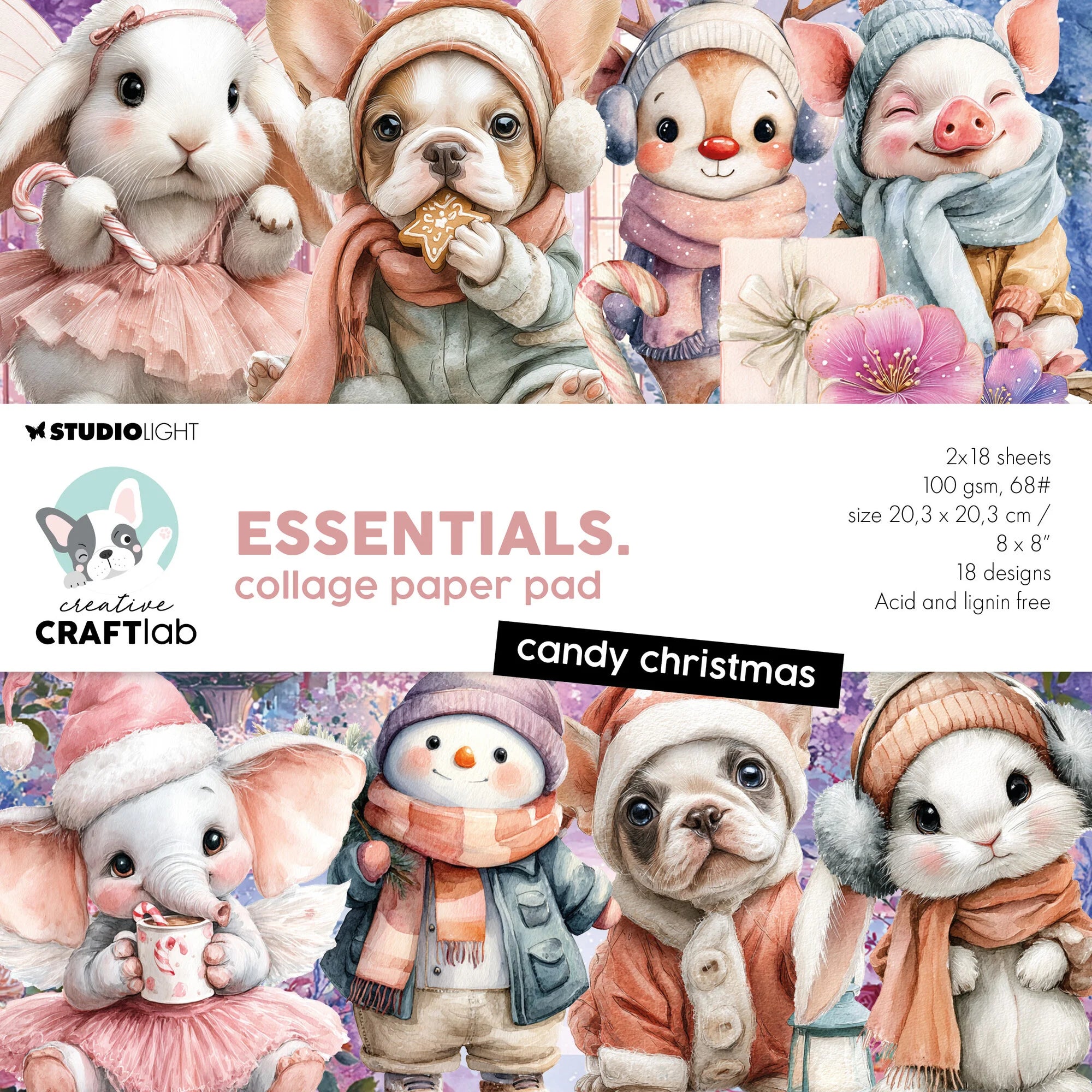 StudioLight - Collage Paper Pad - Candy Christmas - 8x8"
