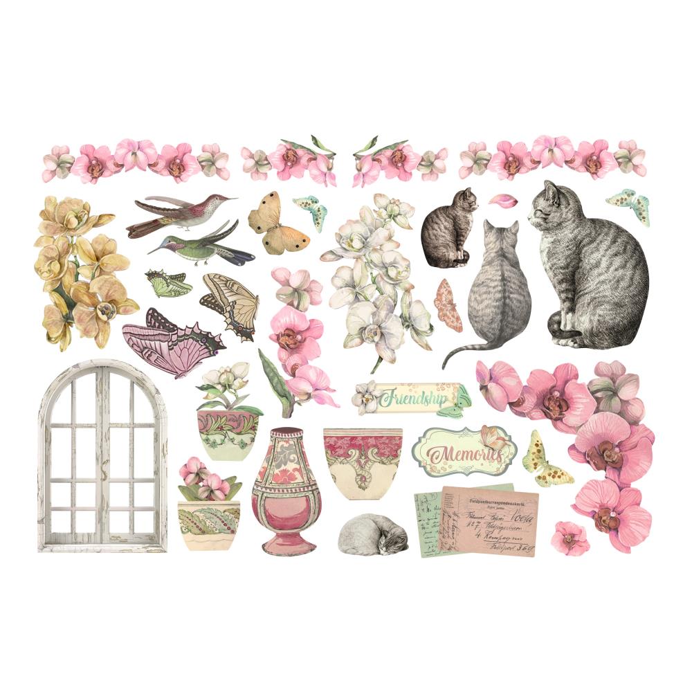 Stamperia  - Orchids and Cats -  Adhesive Ephemera
