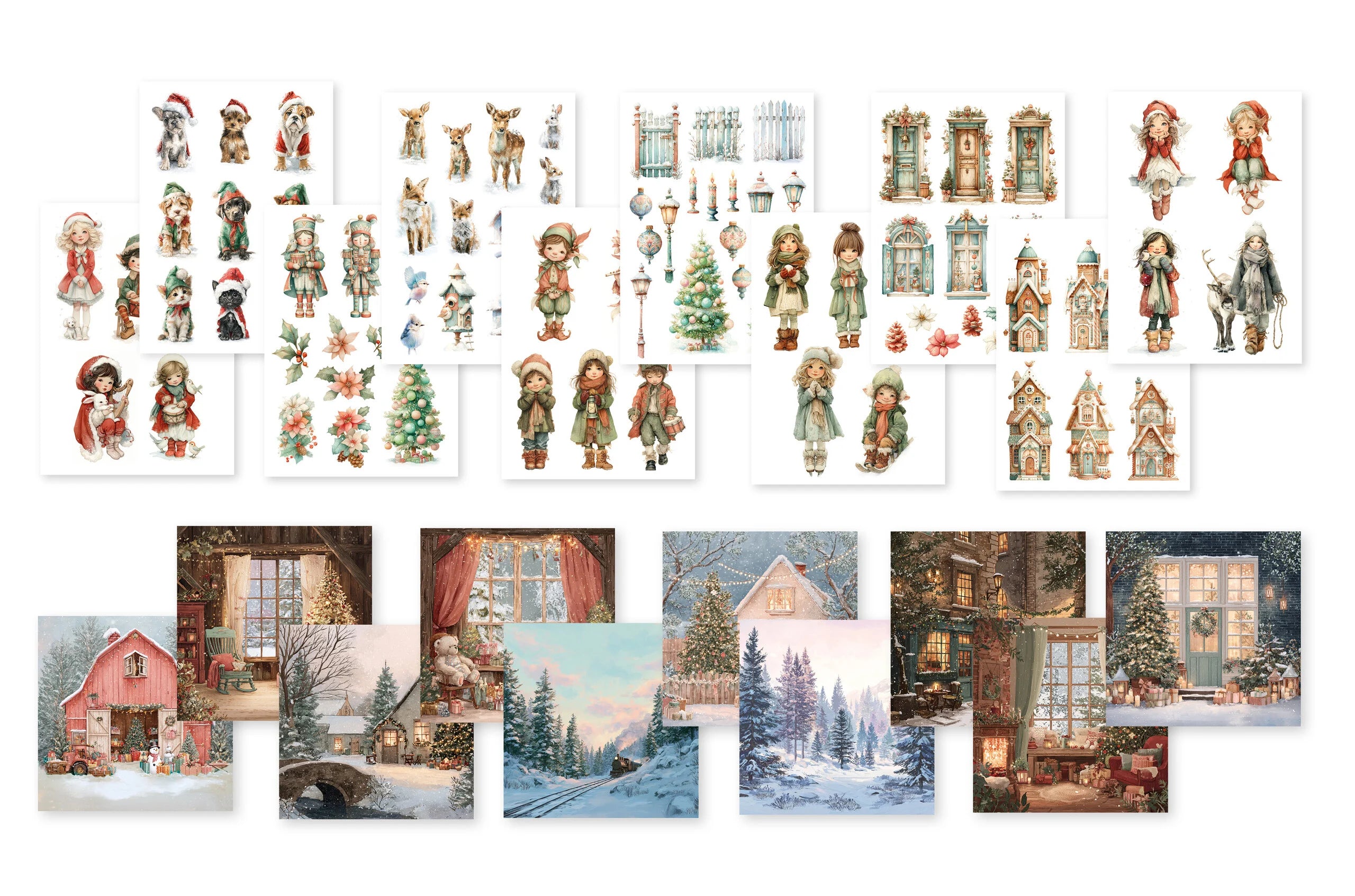 Dutch Doobadoo - Merry and Bright - A4 Collage Paper Set