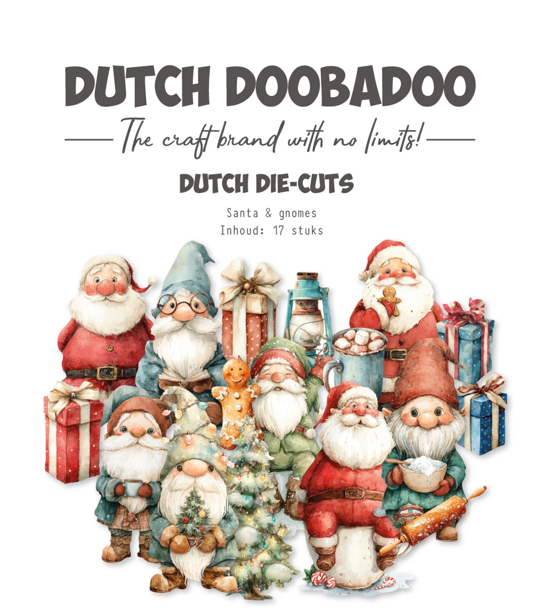 Dutch Doobadoo - Merry and Bright A6 Dutch Collage Die cuts - Santa & Gnomes
