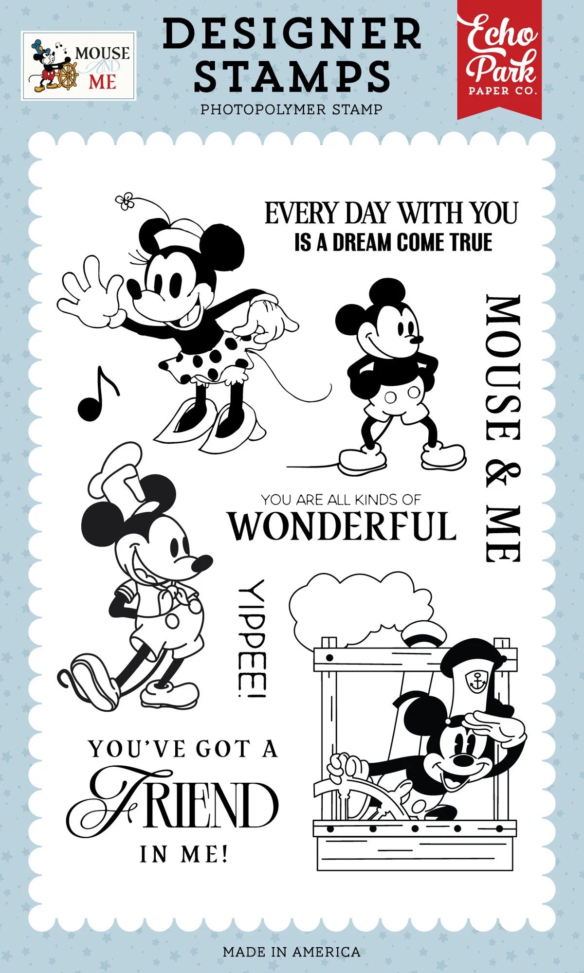 Echo Park - Mouse and Me - Vintage Mouse Sweetheart - Clear Stamp set