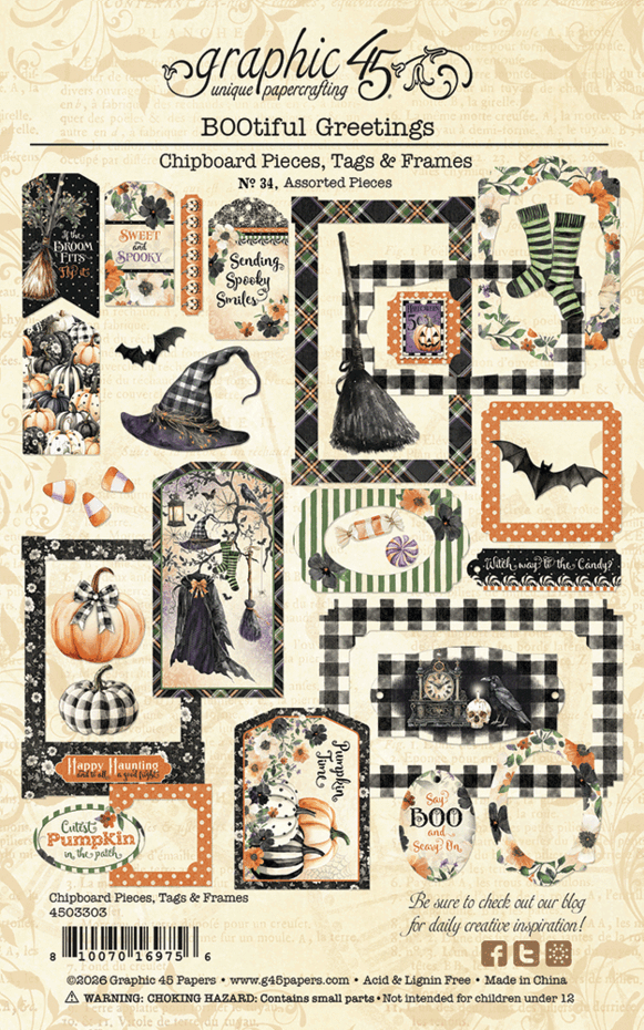 Graphic 45 - BOOtiful Greetings - Tags & Frames