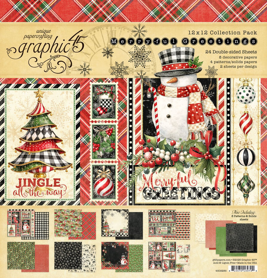 Graphic 45 - Merry-ful Greetings - Paper Pad - 12 x 12"