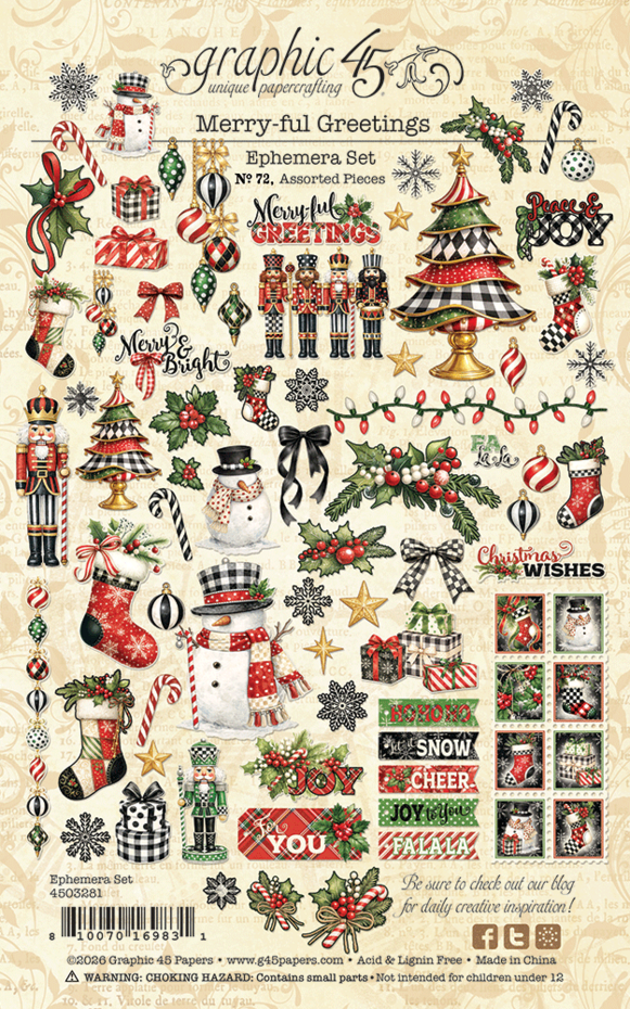 Graphic 45 - Merry-ful Greetings - Ephemera Set