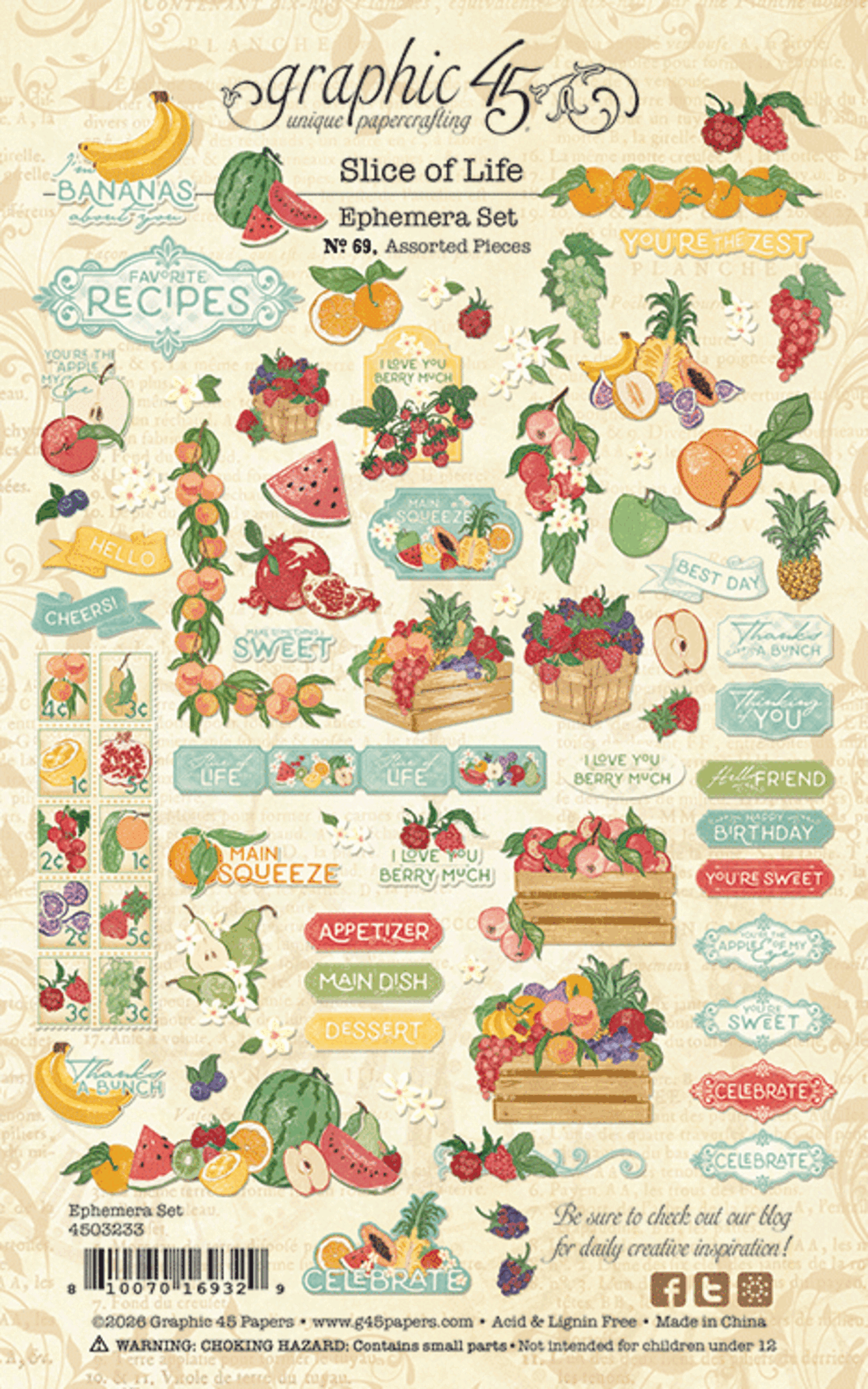 Graphic 45 - Slice of Life - Ephemera Die Cuts