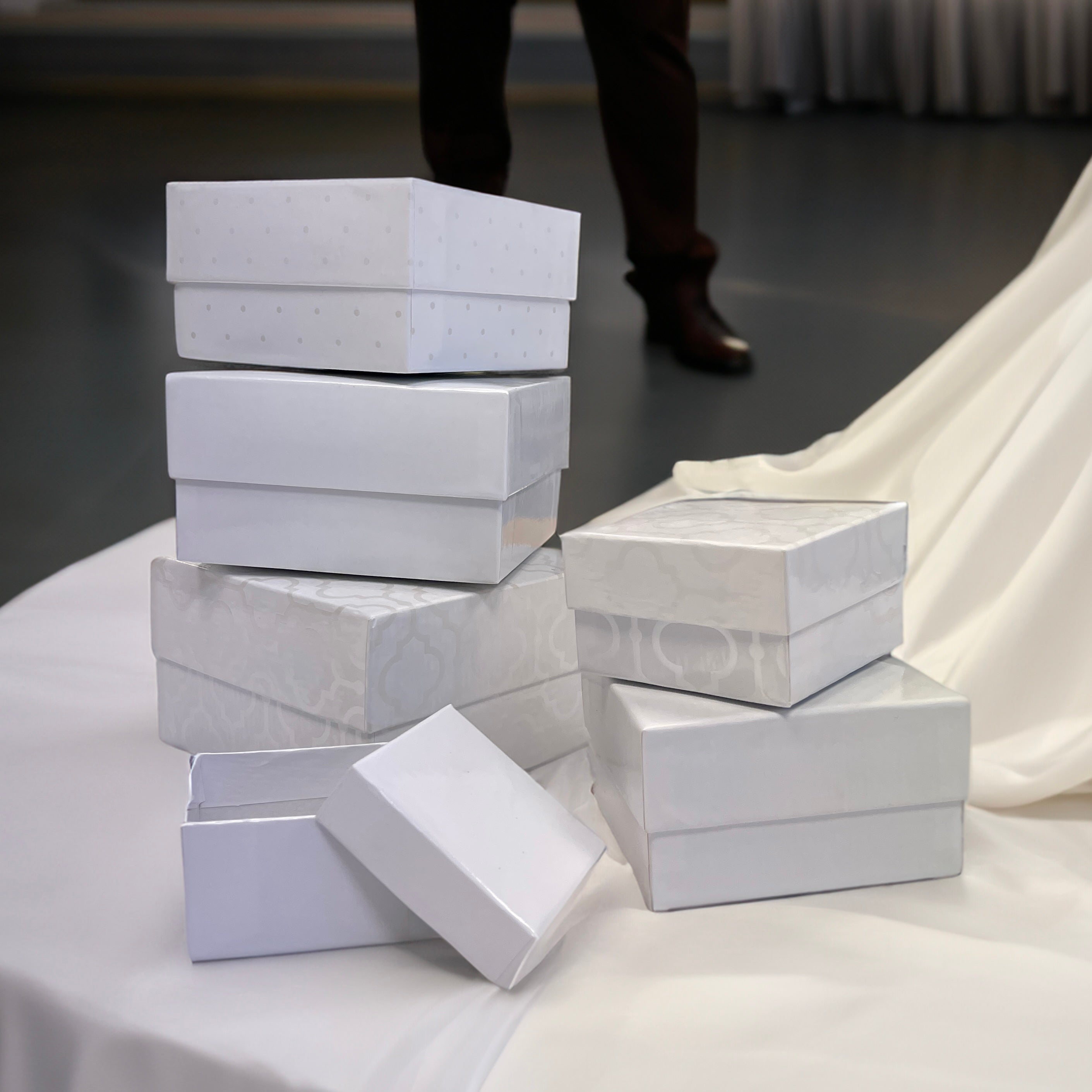 DCWV - Nested Boxes - White & Pearl