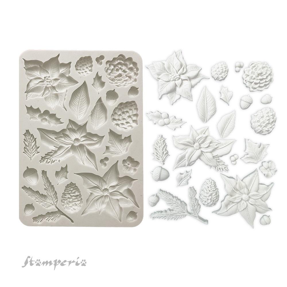 Stamperia - The Nutcracker - Silicon Mould - Poinsettia & Pinecones - A5