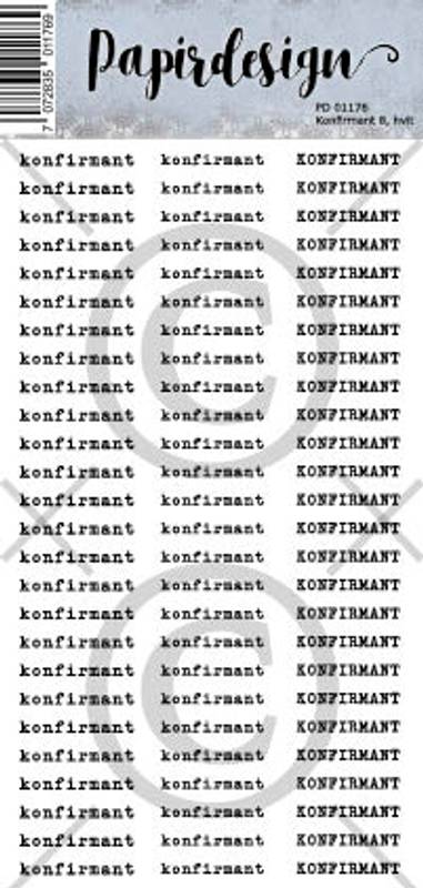 Papirdesign - Ord klistremerker - Konfirmant 8, hvit